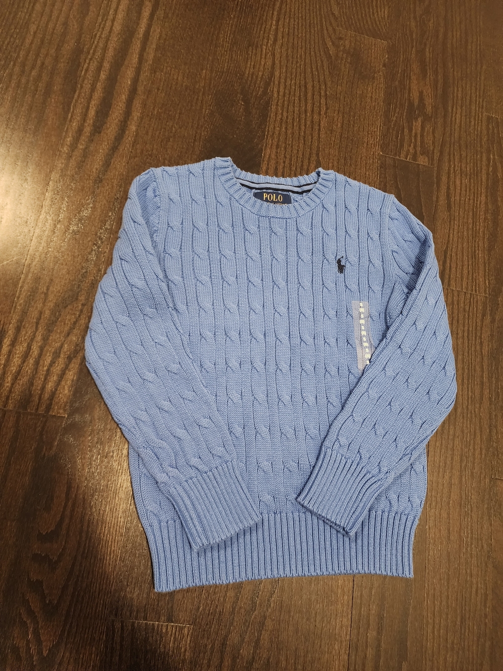 Polo by Ralph Lauren Baby Blue Cable-Knit Crewneck Sweater